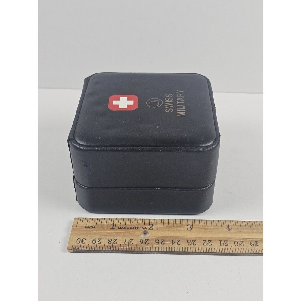 Swiss Military Watch Box Empty Faux Leather Exterior Black Felt Interior - Picture 5 of 11
